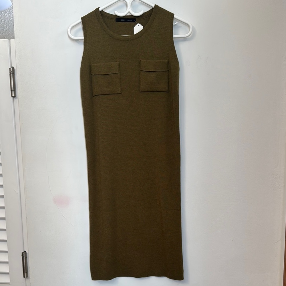 Bali Green Sheath Midi Dress Crew Neck Sleeveless